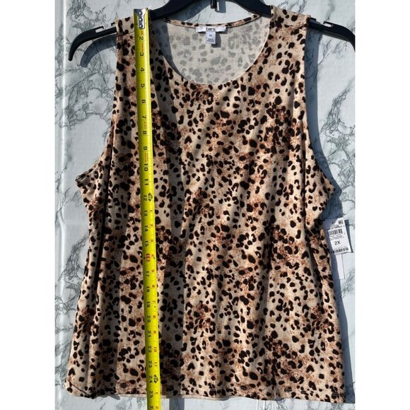 Bar III Plus Size 2X Cheetah Print Sleeveless Top self lined front body only - Picture 3 of 8